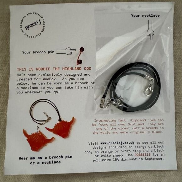 Gracie J orange Highland Cow Necklace and Brook NWT - Picture 5 of 5